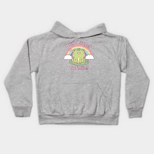 Don't Froget To Smile, Cute Frog and Rainbow Kids Hoodie
